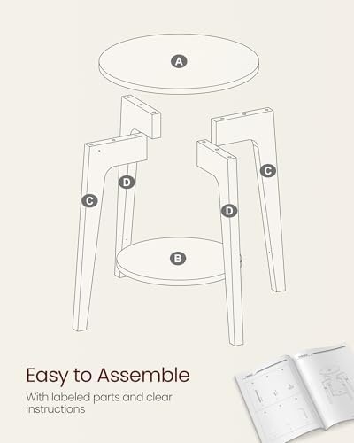 VASAGLE Round Side Table with Lower Shelf, End Table for Small Spaces