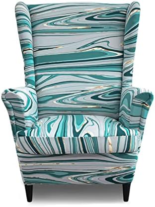 Wing Chair Slipcover, 2-Piece Printed Wingback Chair Cover