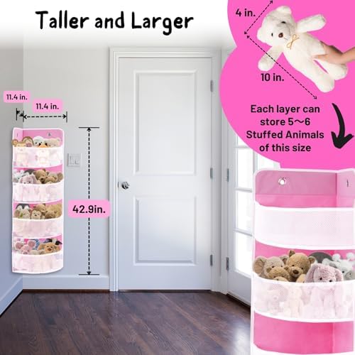 Soft Corner Shelf | Safe Hanging Organizer | Child-Friendly Wall Mount Storage | for Sundries, Toys, Stuffed Animals, Diapers | for Pantry Closet Bedroom Nursery Organization Pink