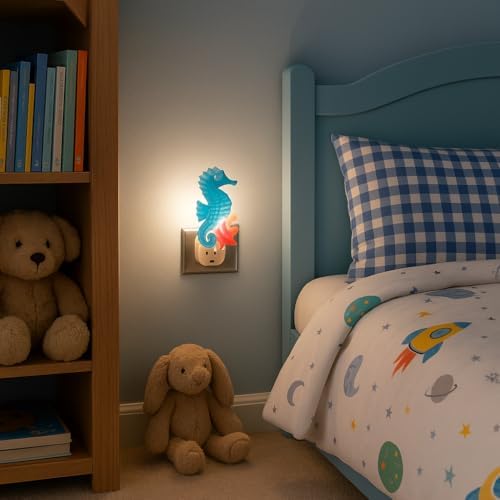 Novelty Lights Seahorse & Starfish LED Night Light with Swivel Plug