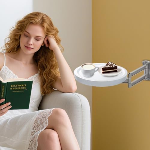Comeon Wall Mounted Folding Nightstand, Night Stand Fold Down for Small Spaces Bedside Table Bed Side Tables Bedroom to Place Alarm Clock Electronic Devices Books (White)