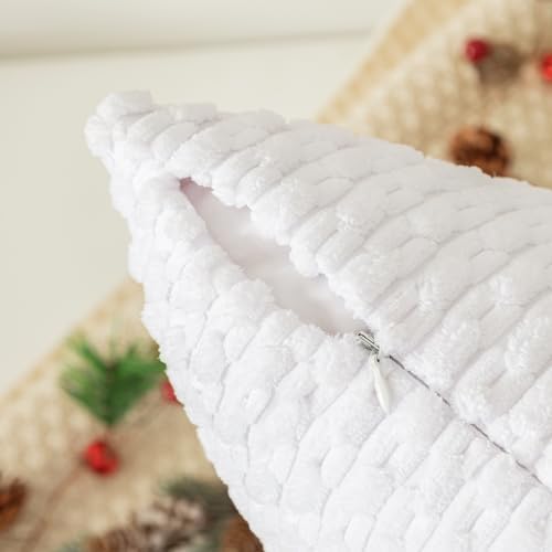Kevin Textile Soft Corduroy 22x22 Inch Pillow Covers 2 Pack, Pure White