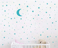 Moon and Stars Wall Decal Vinyl Sticker for Kids Boy Girls Baby Room Decoration Good Night Nursery Wall Decor Home House Bedroom Design YMX16 (Teal)