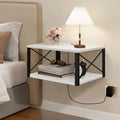 Homode Floating Night Stand, Modern Bedside Shelf Wall Mount, White