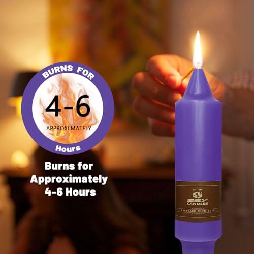 NJAO HOO Purple Advent Short Taper Candle 5 Inch Halloween Candlesticks Unscented Dripless Tapered Candle Set for Home Decor Party Dinner Candles, 4 Pack