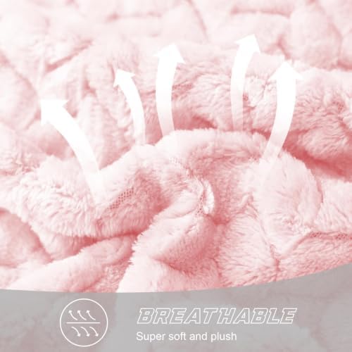 Exclusivo Mezcla Fleece Throw Blanket for Couch Sofa, 50”x70”, Light Pink