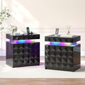 Dystler LED Night Stand Set 2 with Charging Station, Lockable Hidden Drawer
