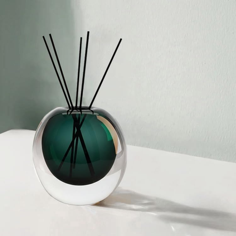 Green Glass Vase, DIY Empty Reed Diffuser Bottle for Essential Oils, 200mL, Aromatherapy, Modern Home Decor