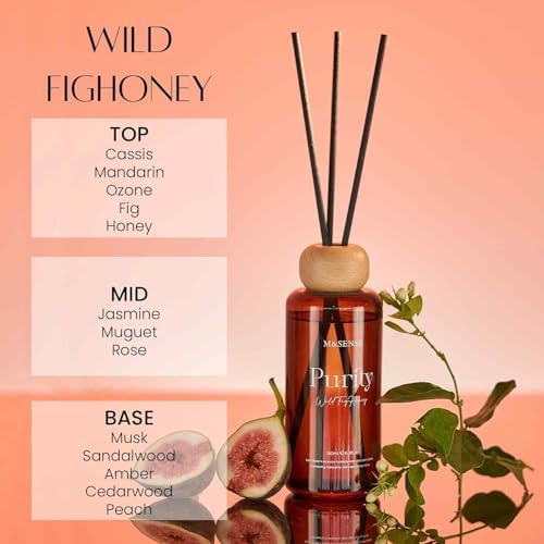 M&SENSE Reed Diffuser Set, Wild Fig Honey, 6.3 oz Natural Essential Oil