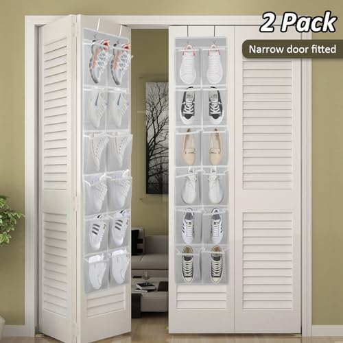 GOMAJI 2PK Over the Door 12 Pocket Hanging Shoe Organizer