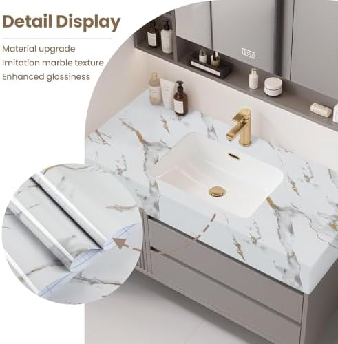 Marble Contact Paper Gold Peel and Stick Wallpaper for Kitchen Countertop