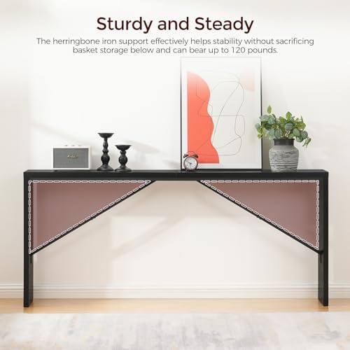 MAHANCRIS Console Table, 78.7"Long Sofa Table Behind Couch, Black CTHB20801