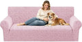 ZNSAYOTX Stretch Couch Cover, 1 Piece Sofa Covers for 3 Cushion Couch, Jacquard Sofa Slipcovers with Elastic Bottom Thickened Furniture Protector for Dog Cat Pet (Large, Dusty Pink)