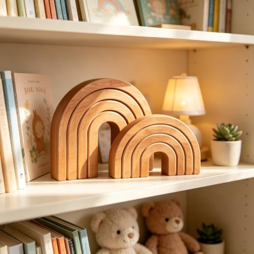 Boho Wooden Rainbow Arch Shelf Decor, Set of 2