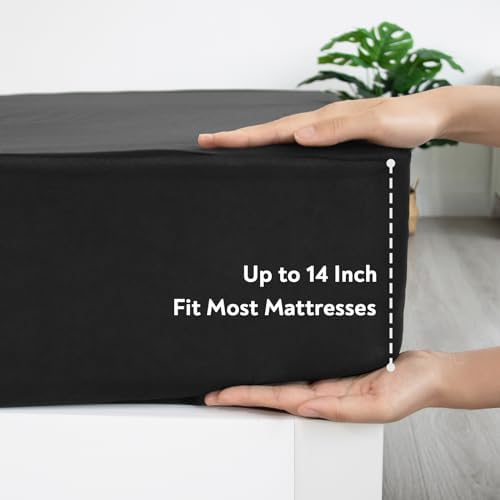 2 Pack Twin Fitted Sheet Only, Black Cooling Twin Size Bed Sheets for Kids