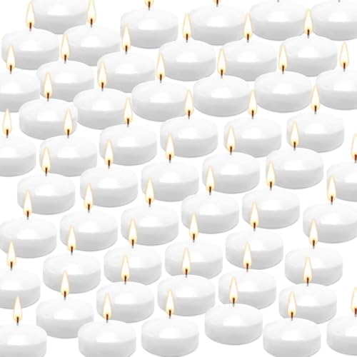 YOROXRG 50 Pack of 2-Inch White Floating Candles - Ideal for Weddings, Home Décor, Spa Baths, and Romantic Settings