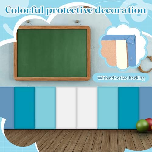 Hahafelt 8 Pack Wall Padding Headboard15.75" x 7.87" x 1.18" Blue Colors