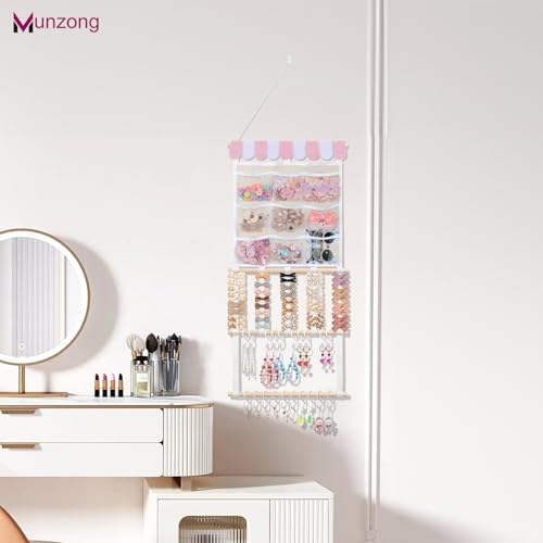 Munzong Headband Holder, Hair Accessories Organizer Pinkish White 15x33Inch