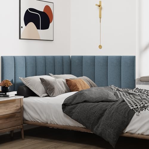 IFNOW Wall Mounted Headboard, Peel and Stick Panels, Dusty Blue, Queen