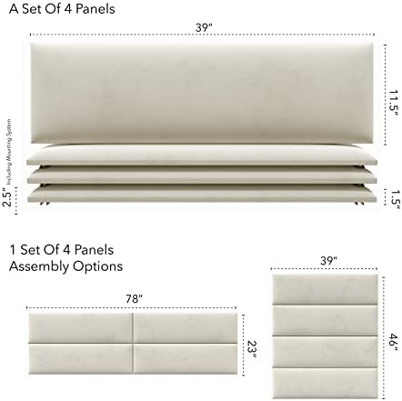 Vänt Wall Mounted Headboard Panels, King/Twin, Velvet Ivory