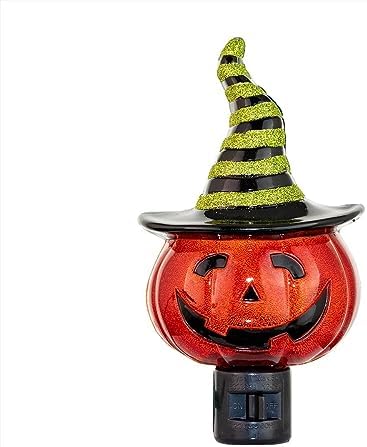 Novelty Lights LED Pumpkin in Witch Hat Halloween Plug in Night Light