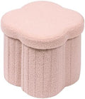 B FSOBEIIALEO Storage Ottoman Cube, 12.6" Flower Shaped Ottomans, Pink