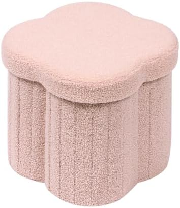 B FSOBEIIALEO Storage Ottoman Cube, 12.6" Flower Shaped Ottomans, Pink