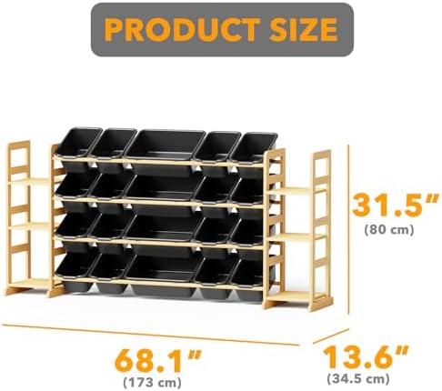 SpaceAid Toy Storage Organizer with 6 Shelves and 20 Bins, Toy Organizers Storage Bookshelf, Kids Bin Shelf Toys Box Bookcase for Bedroom Playroom Organization Room Decor, True Black