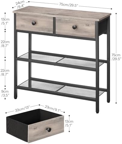 HOOBRO 29.5" Narrow Console Table with 2 Fabric Drawers, Small Sofa Table