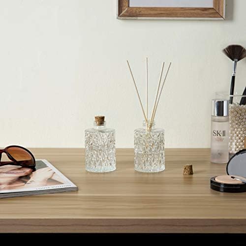 MyGift Clear Glass Reed Diffuser Bottles Vintage Apothecary Vases Set of 2