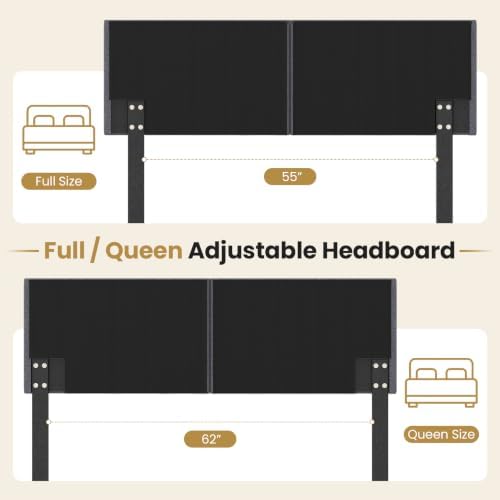 GIANTEX Linen Upholstered Headboard for Queen Full Size Bed, Dark Grey