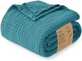 Love's cabin 100% Cotton Muslin Blanket Queen Size for Bed, Teal