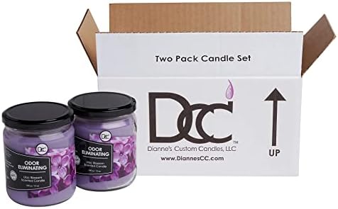 Lilac Blossom Two Pack Odor Eliminating Highly Fragranced Candle - Eliminates 95% of Pet, Smoke, Food, and Other Smells Quickly - Up to 80 Hour Burn time - 12 Ounce Premium Soy Blend