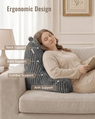 Blissful Diary Reading Pillow for Bed, Backrest Pillow, Slate Gray