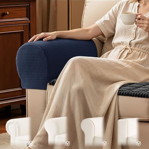 SUBRTEX Stretch Couch Arm Covers Set of 2, Non-Slip Sofa Armrest Slipcovers