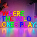 Where The Wild Ones Play Neon Sign Dimmable Playroom Led Wall Decor Kids Play Room Neon Lights for Wall Decor Jungle Nursery Wall Art for Toddler Children