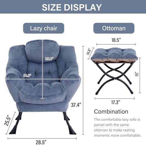 LITA Lazy Chair with Ottoman, Comfy Accent Reading Chair