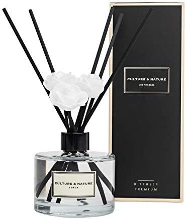 CULTURE & NATURE Reed Diffuser Set 6.7oz (200ml) Lemon Scented Diffuser with Sticks Home Fragrance Reed Diffuser for Bathroom Shelf Decor
