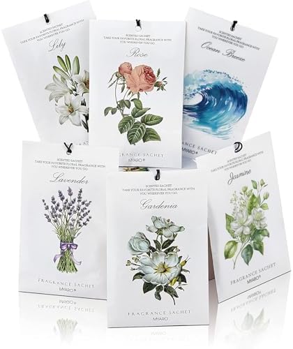 MYARO 12 Pack Assorted Floral Scented Sachets, Closet Deodorizer Freshener