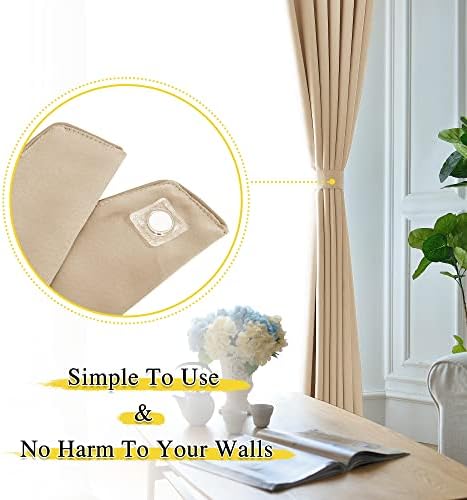 NICETOWN Strong Magnetic Curtain Tiebacks - Modern Simple Style Curtain Ties Backs Holdbacks Holders for Indoor/Outdoor Curtains (Beige, 11.8X 4 Inches, Set of 4)