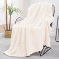 Exclusivo Mezcla Fleece Throw Blanket for Couch Sofa, 50”x70”, Off White