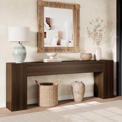 Epecoya Console Table for Living Room 94.5-Inch, Walnut Brown