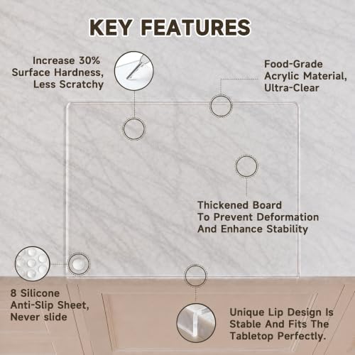 SWSKR Clear Acrylic Cutting Board with Counter Lip,1pcs Clear - 17''x13''