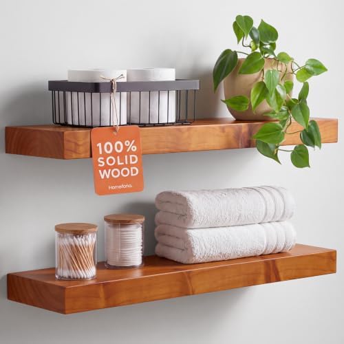 Homeforia 24 Inch Floating Shelves, High-End Solid Pine Wood, Set of 3
