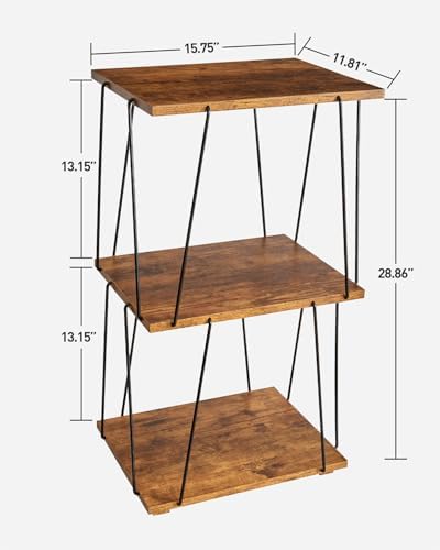 KJGKK Side Table Set of 2, Tall End Table, Small Accent Table, Bedside Table for Living Room, Bedroom, Rustic Brown & Black