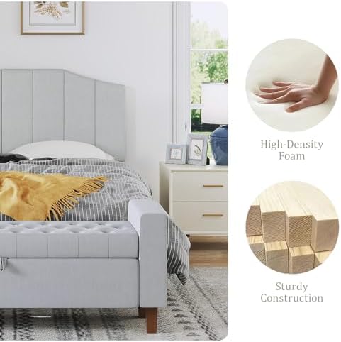 Furpopup Velvet Queen Headboard Only, Wall and Bed Frame Mount Light Gray