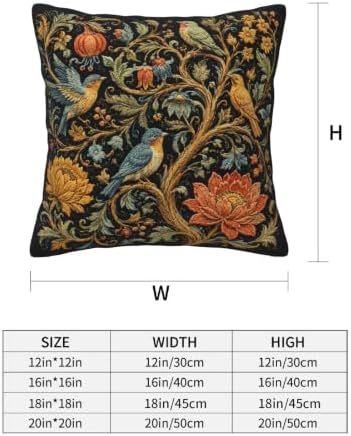 Bird Print Decorative Throw Pillow Covers 18x18 Inch Set of 4
