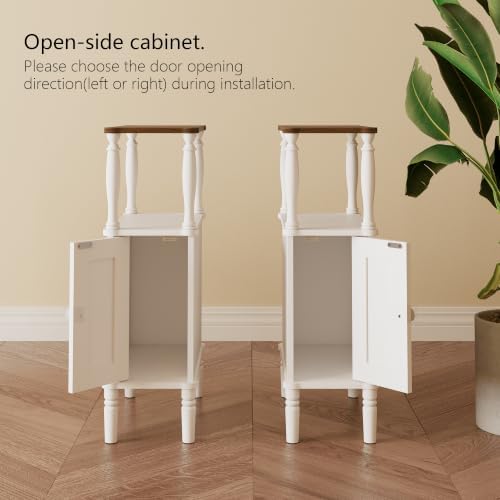 Veegle Narrow Nightstand,Skinny Slim End Side Table(White)