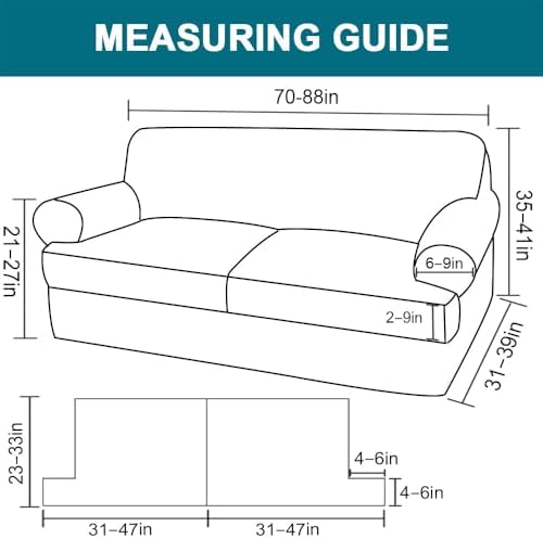 Turquoize 3 Piece T Cushion Sofa Slipcovers Stretch Couch Cover Furniture Covers with 2 Individual T Cushion Covers for Living Room, Machine Washable (2 Cushion Sofa, Bronze Green)