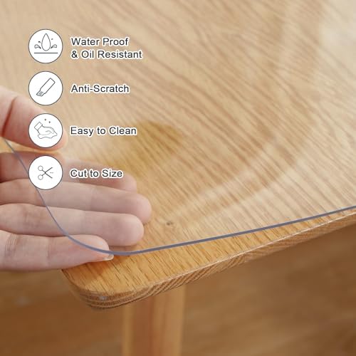 LovePads Clear Desk Mat 16 x 28 in, 2mm Thick Plastic Table Cover Protector